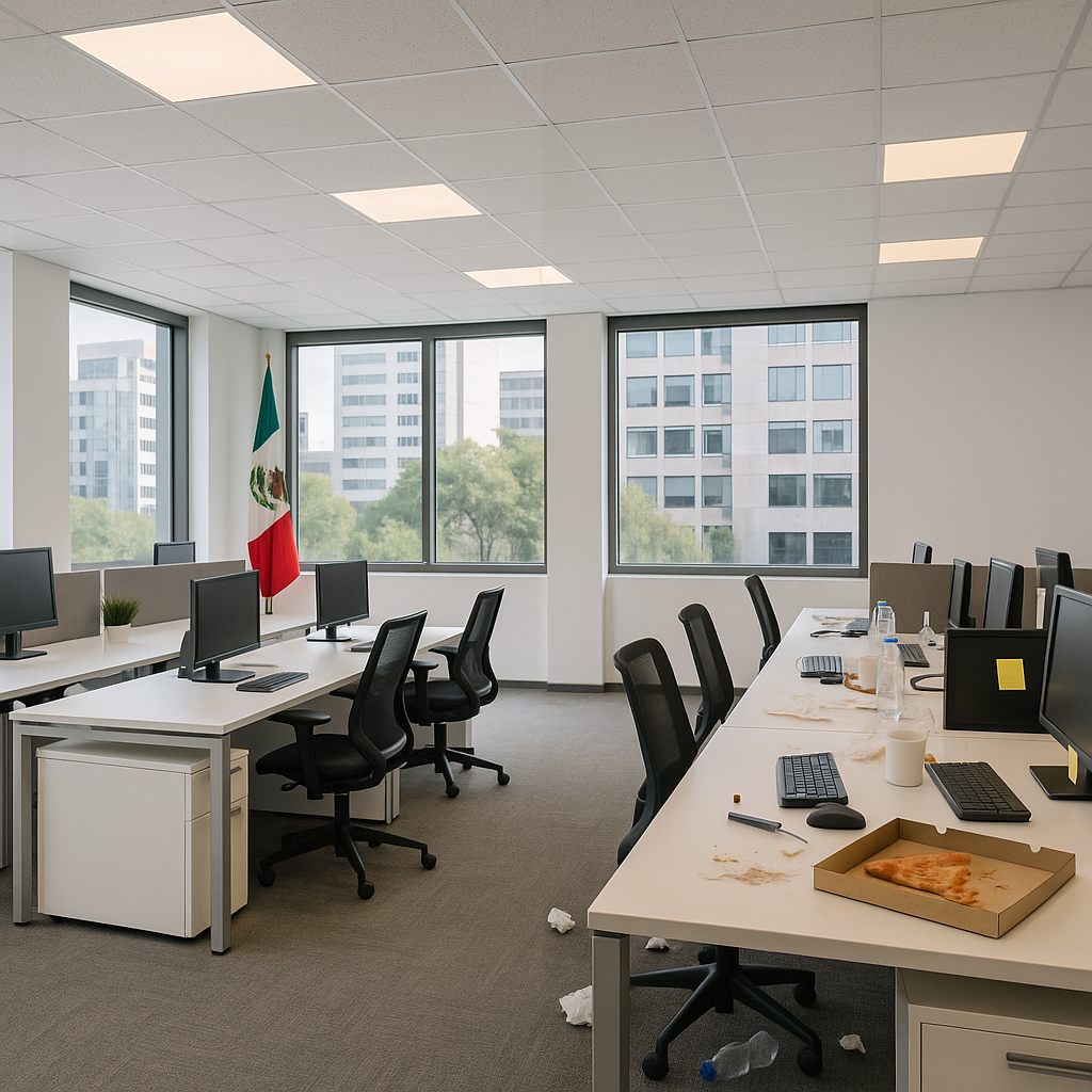 Oficina corporativa moderna en México con espacios